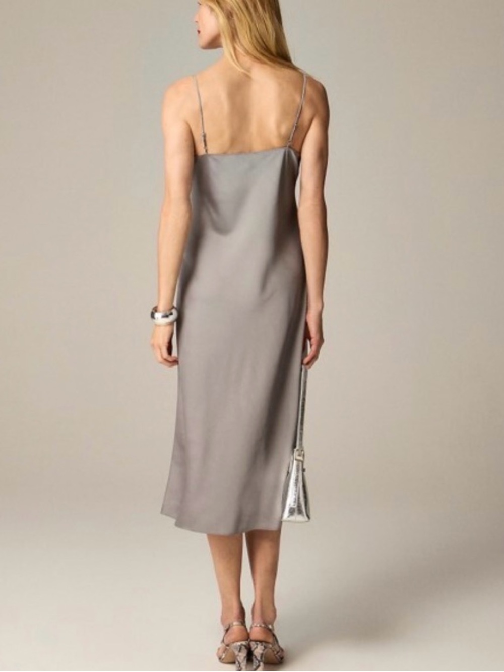 NWT J. Crew Gwyneth Sleek Grey Satin Slip Dress